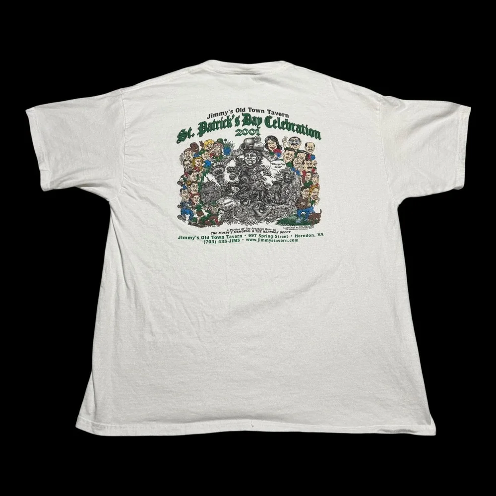 Vintage Hanes 2001 Jimmy's Tavern St. Patrick's Day Caricature Shirt Men's XL